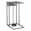 Metal C-Table With USB Port, Brown -Family Home Furn Store metal c table with usb port brown