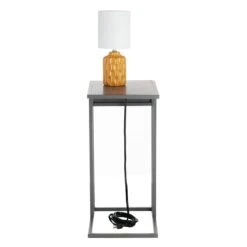 Metal C-Table With USB Port, Dark Grey -Family Home Furn Store metal c table with usb port dark grey 3
