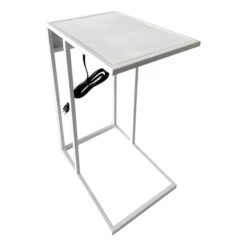 Metal C-Table With Usb Port, White