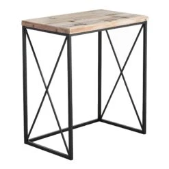 Metal X-Side Table With Wood Top, Large -Family Home Furn Store metal x side table with wood top large 2