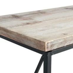 Metal X-Side Table With Wood Top, Large -Family Home Furn Store metal x side table with wood top large 4