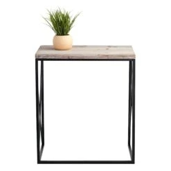 Metal X-Side Table With Wood Top, Large -Family Home Furn Store metal x side table with wood top large 5