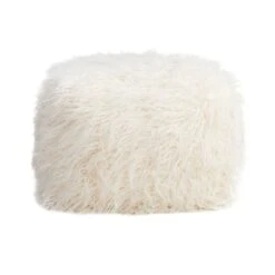 Mongolian Pouf, White 5 Mongolian Pouf, White -Family Home Furn Store mongolian pouf white 1