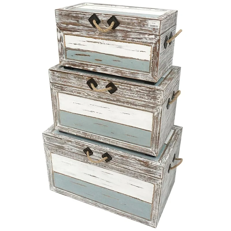 Nantucket Weathered Wood Decorative Storage Trunk, Medium 4 Nantucket Weathered Wood Decorative Storage Trunk, Medium - Image 2