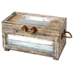 Nantucket Weathered Wood Decorative Storage Trunk, Small