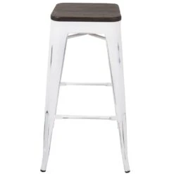 Oregon Vintage White Industrial Backless Barstool, 30" -Family Home Furn Store oregon vintage white industrial backless barstool 30 3