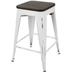 Oregon Vintage White Industrial Barstool, 24" -Family Home Furn Store oregon vintage white industrial barstool 24 2