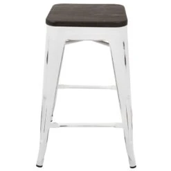 Oregon Vintage White Industrial Barstool, 24" -Family Home Furn Store oregon vintage white industrial barstool 24 3