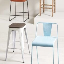 Oregon Vintage White Industrial Barstool, 24" -Family Home Furn Store oregon vintage white industrial barstool 24 6