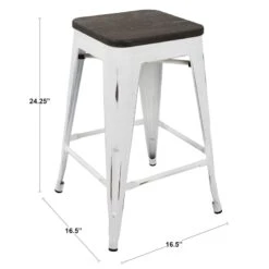 Oregon Vintage White Industrial Barstool, 24" -Family Home Furn Store oregon vintage white industrial barstool 24 8