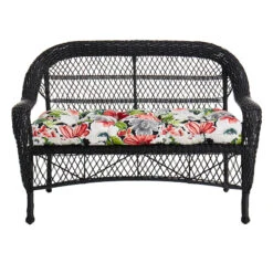Outdoor Wicker Settee, Black -Family Home Furn Store outdoor wicker settee black 2