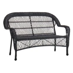 Outdoor Wicker Settee, Black