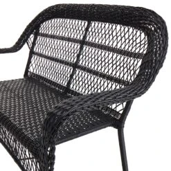 Outdoor Wicker Settee, Black -Family Home Furn Store outdoor wicker settee black 3