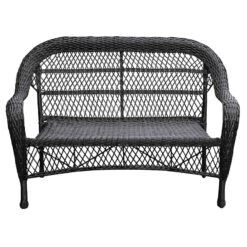 Outdoor Wicker Settee, Black -Family Home Furn Store outdoor wicker settee black 4