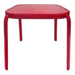 Painted Glass Top Red Outdoor End Table, 16"