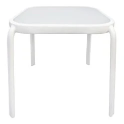 Painted Glass Top White Outdoor End Table, 16"