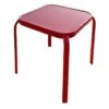 Painted Red Square Glass End Table, 16" -Family Home Furn Store painted red square glass end table 16