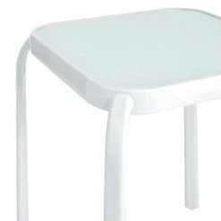 Painted White Square Glass End Table, 16" -Family Home Furn Store painted white square glass end table 16 2
