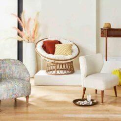 Papasan Outdoor Wicker Chair With Tufted Cushion -Family Home Furn Store papasan outdoor wicker chair with tufted cushion 2