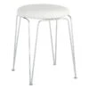 Penna Chrome & White Vanity Stool -Family Home Furn Store penna chrome white vanity stool