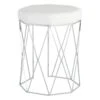 Prisma Chrome Wire Vanity Stool/Padded White Faux Leather Seat -Family Home Furn Store prisma chrome wire vanity stool padded white faux leather seat