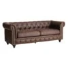 Providence Chesterfield Brown Faux Leather Tufted Sofa, 79" -Family Home Furn Store providence chesterfield brown faux leather tufted sofa 79