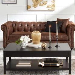 Providence Chesterfield Brown Faux Leather Tufted Sofa, 79" 15 Providence Chesterfield Brown Faux Leather Tufted Sofa, 79" -Family Home Furn Store providence chesterfield brown faux leather tufted sofa 79 5