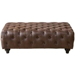Providence Chesterfield Tufted Brown Faux Leather Ottoman -Family Home Furn Store providence chesterfield tufted brown faux leather ottoman 3