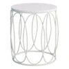 Providence Glam Oval White Drum Table, Small -Family Home Furn Store providence glam oval white drum table small