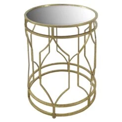 Providence Gold Quatrefoil Table With Mirror-Top, Large