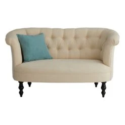 Providence Juliette Tufted Back Loveseat, Ivory -Family Home Furn Store providence juliette tufted back loveseat ivory 2