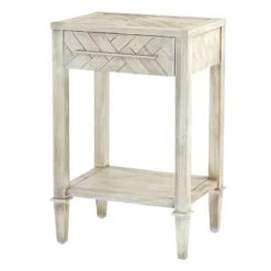 Providence Kate 1-Drawer 1-Shelf Parquet Wood Side Table -Family Home Furn Store providence kate 1 drawer 1 shelf parquet wood side table 2