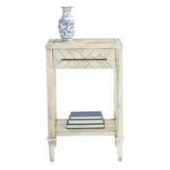Providence Kate 1-Drawer 1-Shelf Parquet Wood Side Table -Family Home Furn Store providence kate 1 drawer 1 shelf parquet wood side table 3