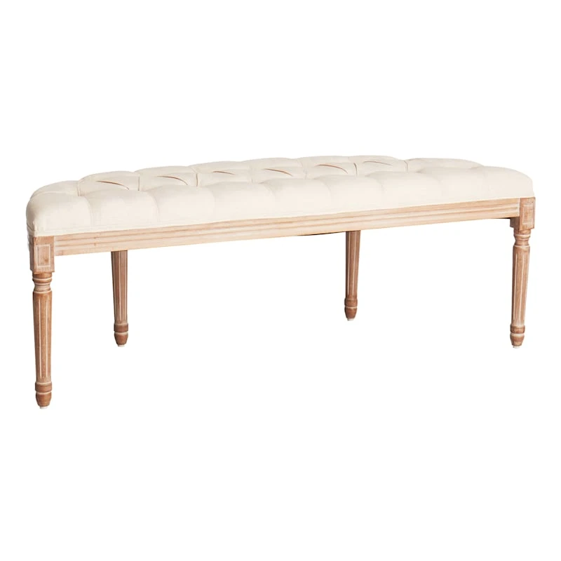 Providence Lourdes Tufted Curved Bench, Neutral 4 Providence Lourdes Tufted Curved Bench, Neutral - Image 2