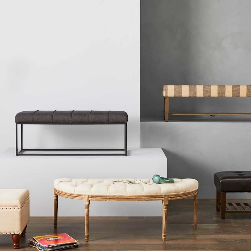 Providence Lourdes Tufted Curved Bench, Neutral 5 Providence Lourdes Tufted Curved Bench, Neutral - Image 3