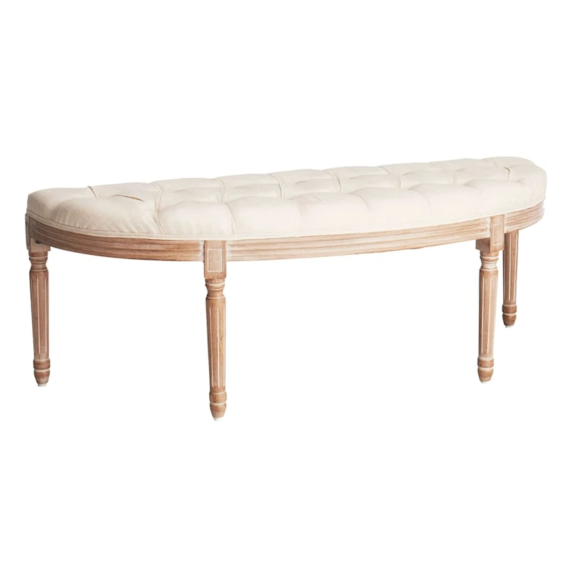 Providence Lourdes Tufted Curved Bench, Neutral 3 Providence Lourdes Tufted Curved Bench, Neutral