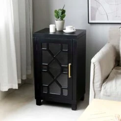 Providence Merrick Black 1-Door Cabinet -Family Home Furn Store providence merrick black 1 door cabinet 5