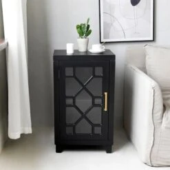 Providence Merrick Black 1-Door Cabinet -Family Home Furn Store providence merrick black 1 door cabinet 6