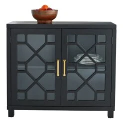 Providence Merrick Black Glass Pane Cabinet -Family Home Furn Store providence merrick black glass pane cabinet 2