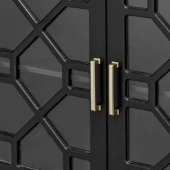 Providence Merrick Black Glass Pane Cabinet -Family Home Furn Store providence merrick black glass pane cabinet 3