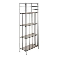 Providence Metal Baker Rack With Folding Wood-Top Shelves, 63" -Family Home Furn Store providence metal baker rack with folding wood top shelves 63 2
