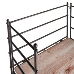 Providence Metal Baker Rack With Folding Wood-Top Shelves, 63" -Family Home Furn Store providence metal baker rack with folding wood top shelves 63 3