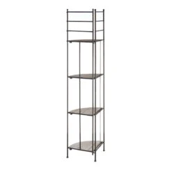 Providence Metal Corner Rack With Folding Wood-Top Shelves, 63" -Family Home Furn Store providence metal corner rack with folding wood top shelves 63 2
