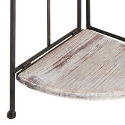 Providence Metal Corner Rack With Folding Wood-Top Shelves, 63" -Family Home Furn Store providence metal corner rack with folding wood top shelves 63 3