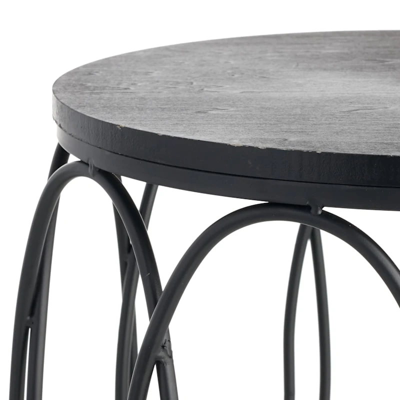 Providence Round Wood Top With Oval Metal Table, Small 5 Providence Round Wood Top With Oval Metal Table, Small - Image 3