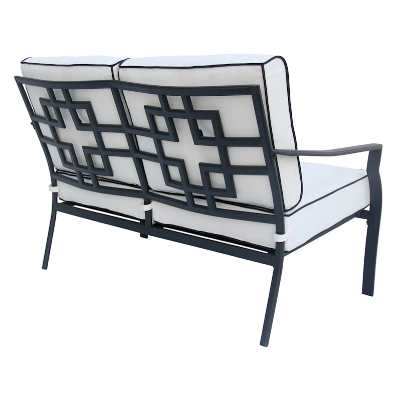 Providence Savannah Black & White Outdoor Loveseat 4 Providence Savannah Black & White Outdoor Loveseat - Image 2