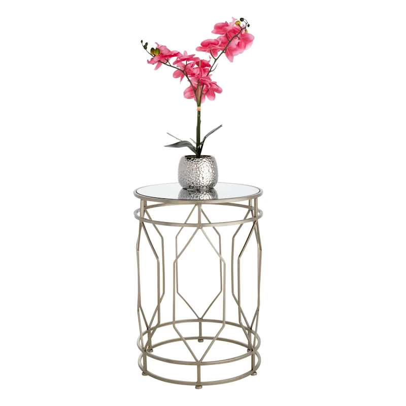 Providence Silver Metal Quatrefoil Nesting Table, Small 4 Providence Silver Metal Quatrefoil Nesting Table, Small - Image 2