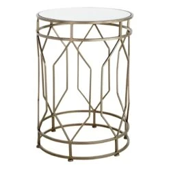 Providence Silver Metal Quatrefoil Nesting Table, Small