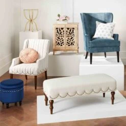 Providence Stanley Storage Ottoman, Navy Blue -Family Home Furn Store providence stanley storage ottoman navy blue 2