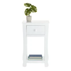 Providence Theodore 1- Drawer Accent Table, White -Family Home Furn Store providence theodore 1 drawer accent table white 3